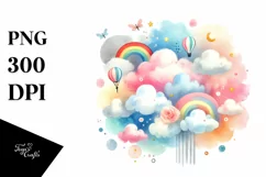 Colorful Pastel Cloud Digital Painting PNG Product Image 1
