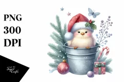 Cute Chicken with Santa Hat PNG Product Image 1