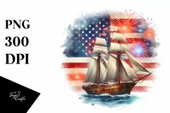 Vintage Rusted Sailboat Fireworks USA Flag | Sublimation | Product Image 3