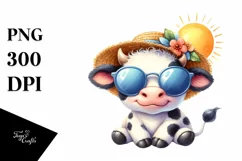 Colorful Baby Cow With Sunglasses | Clipart Product Image 1