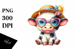 Colorful Baby Cow With Sunglasses | Clipart Product Image 1