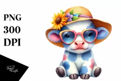 Colorful Baby Cow With Sunglasses | Clipart Product Image 3