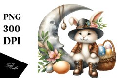 Happy Bunny with Vintage Hat PNG Product Image 1