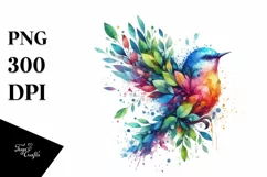 Abstract Bird with Plant Leaves, PNG Product Image 3