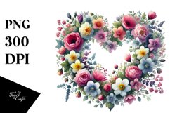 Spring Flower Heart Digital Painting PNG Product Image 1