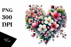 Spring Flower Heart Digital Painting PNG Product Image 1