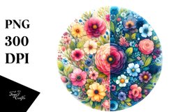 Half Flowers Seal Watercolor Vibrant | Clipart Product Image 1
