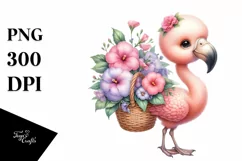 Watercolor Cute Baby Flamingo Clipart Product Image 1