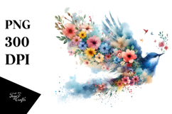 Colorful Bird Made of Spring Flowers PNG Product Image 1