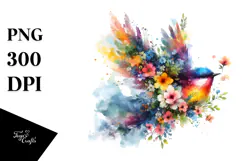 Vibrant Bird and Spring Flowers, Transparent PNG Product Image 1