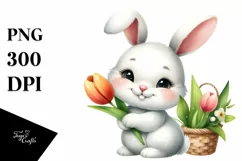 Easter Bunny Egg Flower, Clipart |T-shirt, Mug PNG Product Image 1