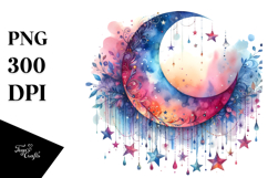 Vibrant Half Moon with Stars PNG Product Image 1