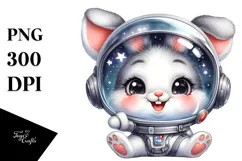 Cute Rabbit with Astronaut Helmet, Transparent PNG Product Image 1