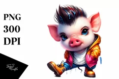Baby Pig Running with Contempt PNG Product Image 3