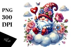 Digital Painting of Valentines Gnome on Cloud Product Image 1