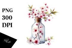 Colorful Bottle with Large Cherry Blossom | Clipart Product Image 1