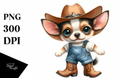 Happy Chihuahua Cowboy Boots Clipart Product Image 3