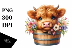 Cute Baby Highland Cow, PNG Product Image 1
