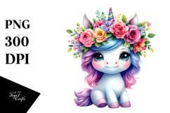 Cute Baby Unicorn, Vibrant PNG Product Image 1