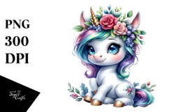 Cute Baby Unicorn, Vibrant PNG Product Image 1