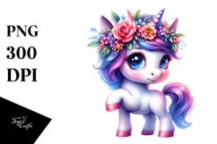 Cute Baby Unicorn, Vibrant PNG Product Image 1