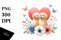 Simple Flower Golden Retriever PNG Product Image 1