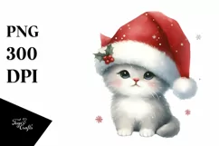 Christmas Cat Wearing Santa Hat PNG Product Image 3