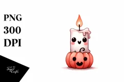 Funny Halloween Clipart with Candle PNG Product Image 1