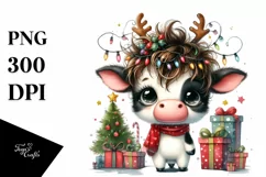 a Cute Watercolor Cow PNG Product Image 3