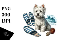 West Highland White Terrier Surf and Slippers Clipart Product Image 1
