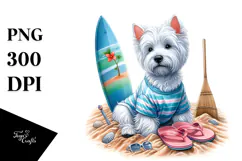 West Highland White Terrier Surf and Slippers Clipart Product Image 1