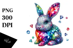 Colorful Diamond Bunny, High-Res PNG Product Image 1