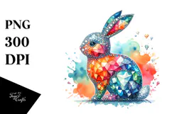 Colorful Diamond Bunny, Transparent PNG Product Image 1