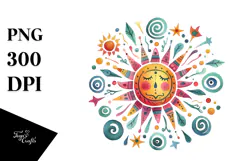 Watercolor Colorful Sun PNG Product Image 1