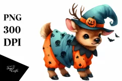 Simple Watercolor Vibrant Elk Halloween | Clipart Product Image 1