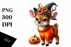 Simple Watercolor Vibrant Elk Halloween | Clipart Product Image 1
