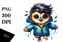 Cute Baby Owl with Cool Haircut, Style PNG Product Image 1
