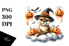 Halloween Otter on Cloud, Transparent PNG Product Image 1