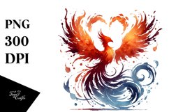 Simple Washed Watercolor Pheonix Bird PNG Product Image 1