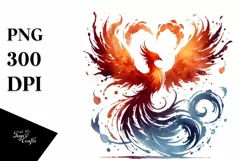 Simple Washed Watercolor Pheonix Bird PNG Product Image 1