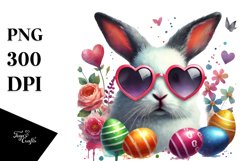 Easter Bunny with Heart Sunglasses PNG Product Image 1