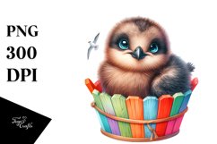 Colorful Baby Arctic Skua Wooden Bucket | Clipart Product Image 3