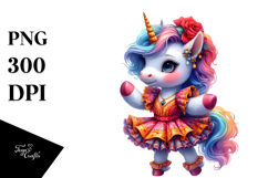 Colorful Baby Unicorn Flamenco Dancer PNG Product Image 1