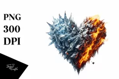 Distressed Heart of Fire and Ice PNG Product Image 1