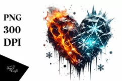 Fire and Ice Heart PNG Product Image 1