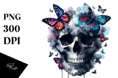 Skull Half of Butterfly Silhouettes PNG Product Image 1
