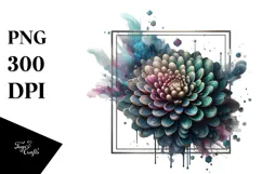 Glossy Chrysanthemum Watercolor Splash PNG Product Image 1