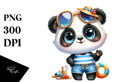Cute Panda Beach Excitement Clipart Product Image 1