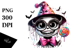 Haunted Doll with Party Hat, Watercolor PNG Product Image 1