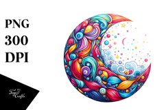 Vibrant Moon Watercolor Clipart Product Image 1